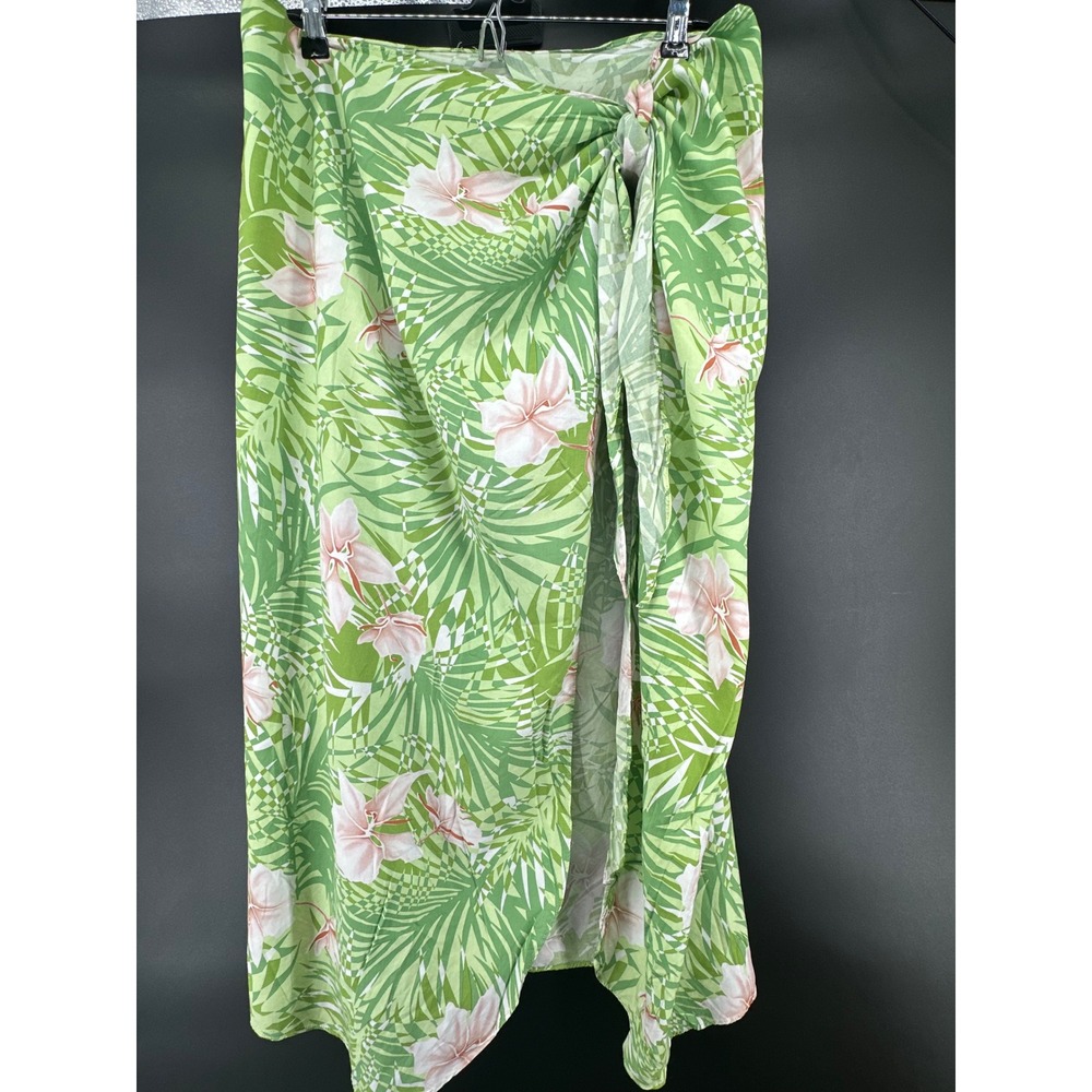 Vintage Y2K Hilo Hattie Hawaii Rayon Tropical Floral Wrap Sarong Skirt‎ One Size